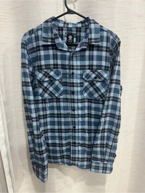Women's Blue Medium Plaid Button-Up Shirt Amnesia (004)
